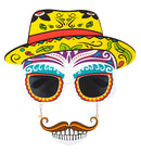 Dia De Los Muertos Skull Glasses With Moustache & Teeth