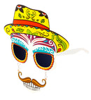 Dia De Los Muertos Skull Glasses With Moustache & Teeth