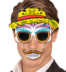 Dia De Los Muertos Skull Glasses With Moustache & Teeth