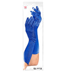 Blue Satin Elastane Gloves 40 Cm