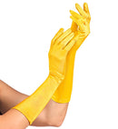 Yellow Satin Elastane Gloves 40 Cm