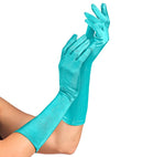 Azure Satin Elastane Gloves 40 Cm