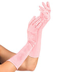 Pink Satin Elastane Gloves 40 Cm