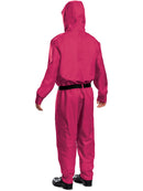 Netflix Squid Game Triangle Guard Costume Adult Pink Jumpsuit Black Belt and Mask 2