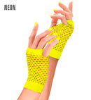 Neon Yellow Fingerless Fishnet Gloves