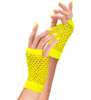 Neon Yellow Fingerless Fishnet Gloves