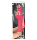Neon Pink Fingerless Fishnet Gloves 33 Cm