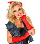 Red Fingerless Fishnet Gloves 33Cm