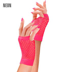 Neon Pink Fingerless Fishnet Gloves