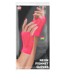 Neon Pink Fingerless Fishnet Gloves