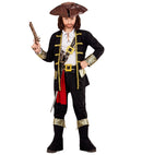 Pirate Captain  Coat, Shirt, Pants, Belt, Sword Sash With Buckle, Hat, Boot Covers 
