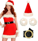 Miss Santa Flannel  Dress, Belt, Hat, Plush Cuffs 