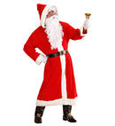 Super Deluxe Old Time Santa Claus  Hooded Robe, Belt, Boot Covers With Buckles, Wig, Beard With Moustache, Eyebrows 