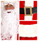 Super Deluxe Santa Claus  Jacket, Pants, Belt, Hat, Boot Covers, Wig, Beard With Moustache, Eyebrows 