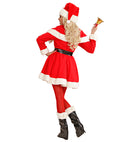 Super Deluxe Miss Santa  Dress, Belt, Capelet, Boot Covers & Hat With Plush Trim 