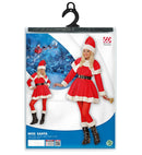 Super Deluxe Miss Santa  Dress, Belt, Capelet, Boot Covers & Hat With Plush Trim 