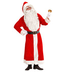 Super Deluxe Santa Claus Velvet  Hooded Coat With Plush Trim, Belt With Buckle 