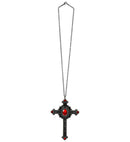 Necklace Cross Gothic Red Gemstones 