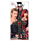 Necklace Cross Gothic Red Gemstones 