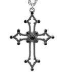 Necklace Cross Gothic Black Gemstones 