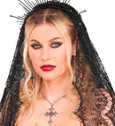 Necklace Cross Gothic Black Gemstones 