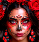 Face Jewels Dia De Los Muertos Red & Black