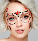Face Jewels Dia De Los Muertos Red & Black