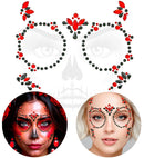 Face Jewels Dia De Los Muertos Red & Black