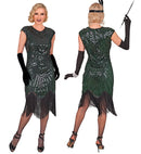 Roaring 20S Gatsby Flapper  Dress  - Green
