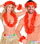 Red Hawaiian Set  Lei, Crown, Bracelet 