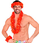 Red Hawaiian Set  Lei, Crown, Bracelet 