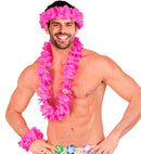 Pink Hawaiian Set  Lei, Crown, Bracelet 
