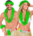 Green Hawaiian Set  Lei, Crown, Bracelet 
