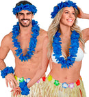 Blue Hawaiian Set  Lei, Crown, Bracelet 