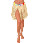 Straw Hula Miniskirt With Flower Belt 40 Cm - Adjustable Size