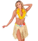 Straw Hula Miniskirt With Flower Belt 40 Cm - Adjustable Size