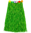Green Straw Hula Skirt With Flower Belt 80 Cm - Adjustable Size