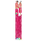 Pink Straw Hula Skirt With Flower Belt 80 Cm - Adjustable Size