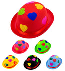 Bowler Hat With Hearts Felt - 6 Colors Ass.