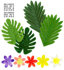 Hawaiian Table Decoration Set  60 Leaves Ass. In 2 Styles & Colors + 30 Flowers Ass. In 5 Colors 