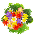 Hawaiian Table Decoration Set  60 Leaves Ass. In 2 Styles & Colors + 30 Flowers Ass. In 5 Colors 