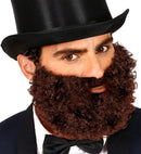 Brown Curly Beard With Moustache