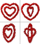 Set Of 2 Tinsel Hearts 28 & 45 Cm