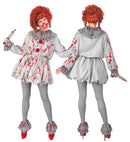 Vintage Horror Clown  Dress, Ruff, Shoe Covers 