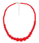 70S Beaded Necklace Red