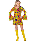The 70S Groovy Style - Yellow Circles  Dress 