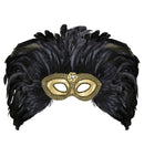 Gold Trimmed Eyemasks With Gem & Feathers