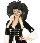 Gold Trimmed Eyemasks With Gem & Feathers