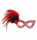 Pink Eyemasks With Rose, Feathers& Gold Accents