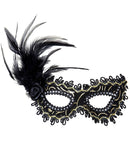 Black Eyemasks With Rose, Feathers & Gold Accents